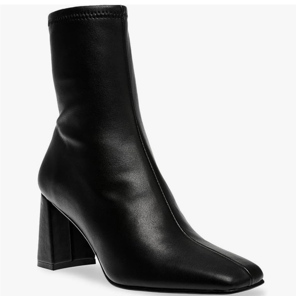 Steve Madden Black Leather Sock Ankle Boots